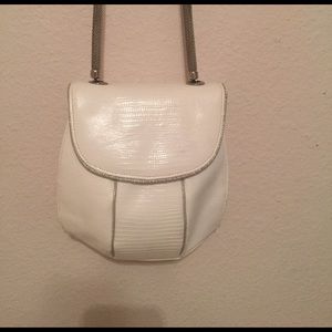 White leather with silver mesh strap