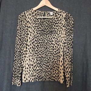 j crew leopard print long sleeve top