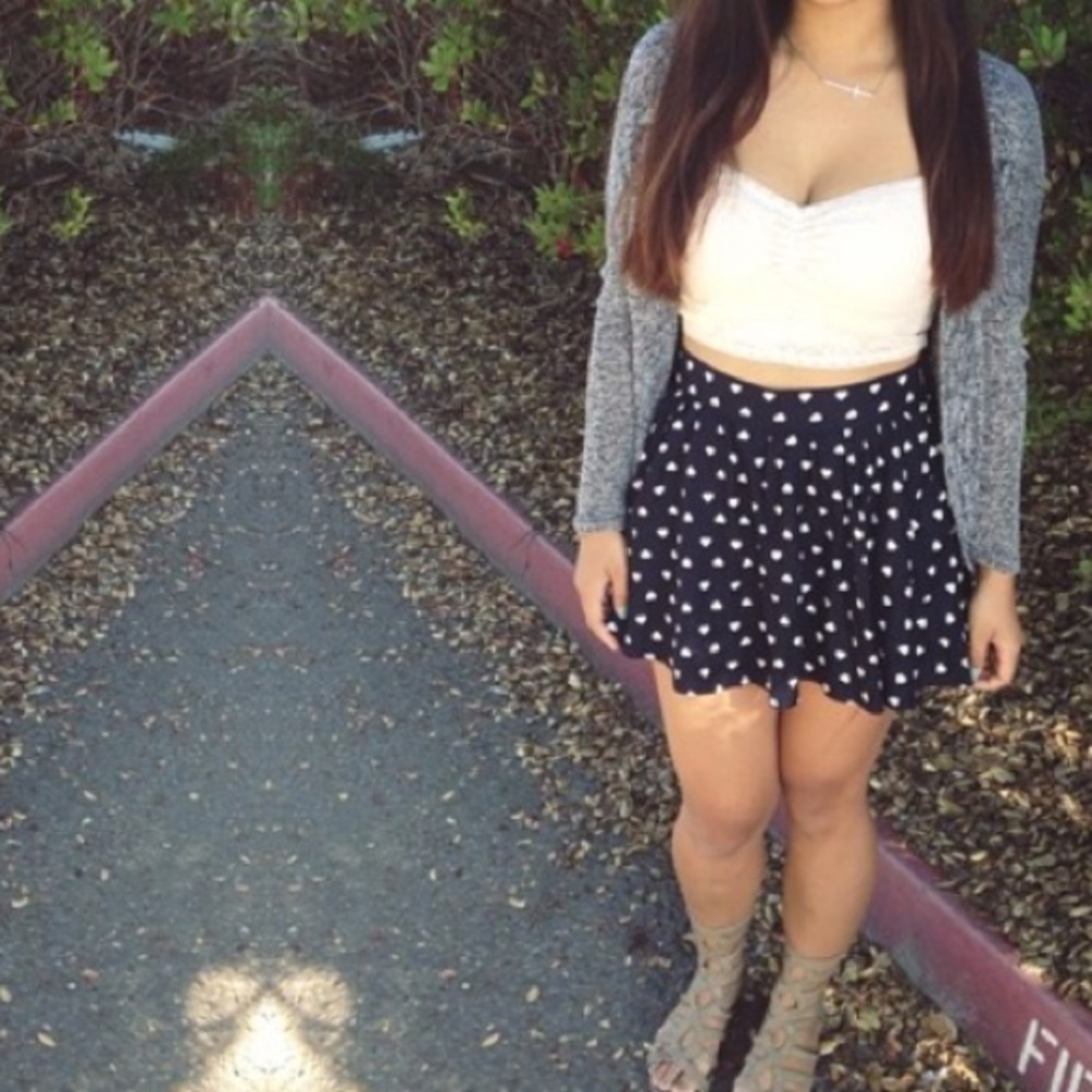 Navy Blue/Black Polka Heart Dot Skort💙