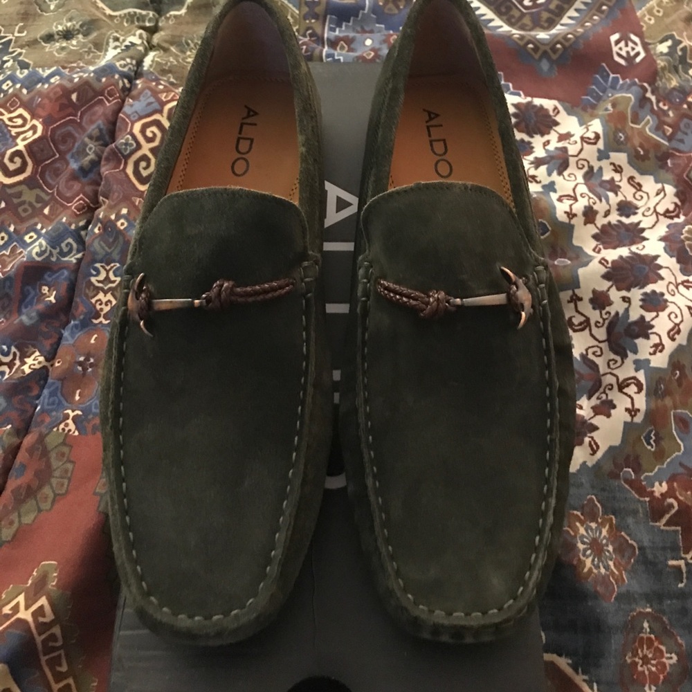 Men's Aldo green suede driving loafers 10.5 new