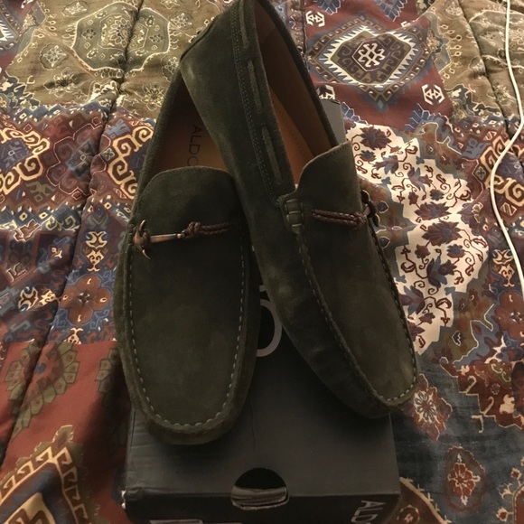 Men\'s Aldo green suede driving loafers 10.5 new main image 4