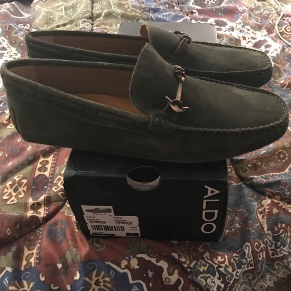 Men\'s Aldo green suede driving loafers 10.5 new main image 5