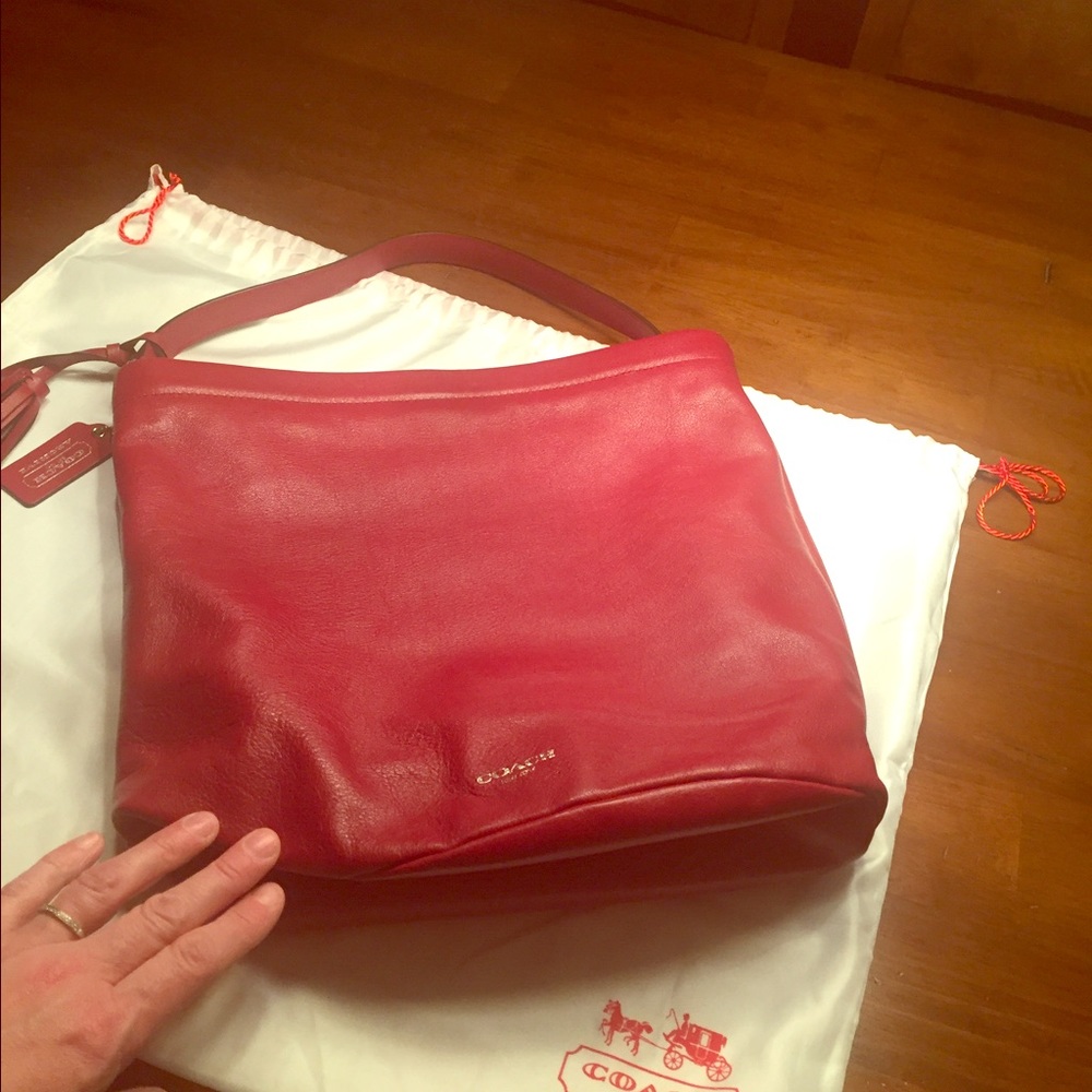 Red leather Coach purse 👛