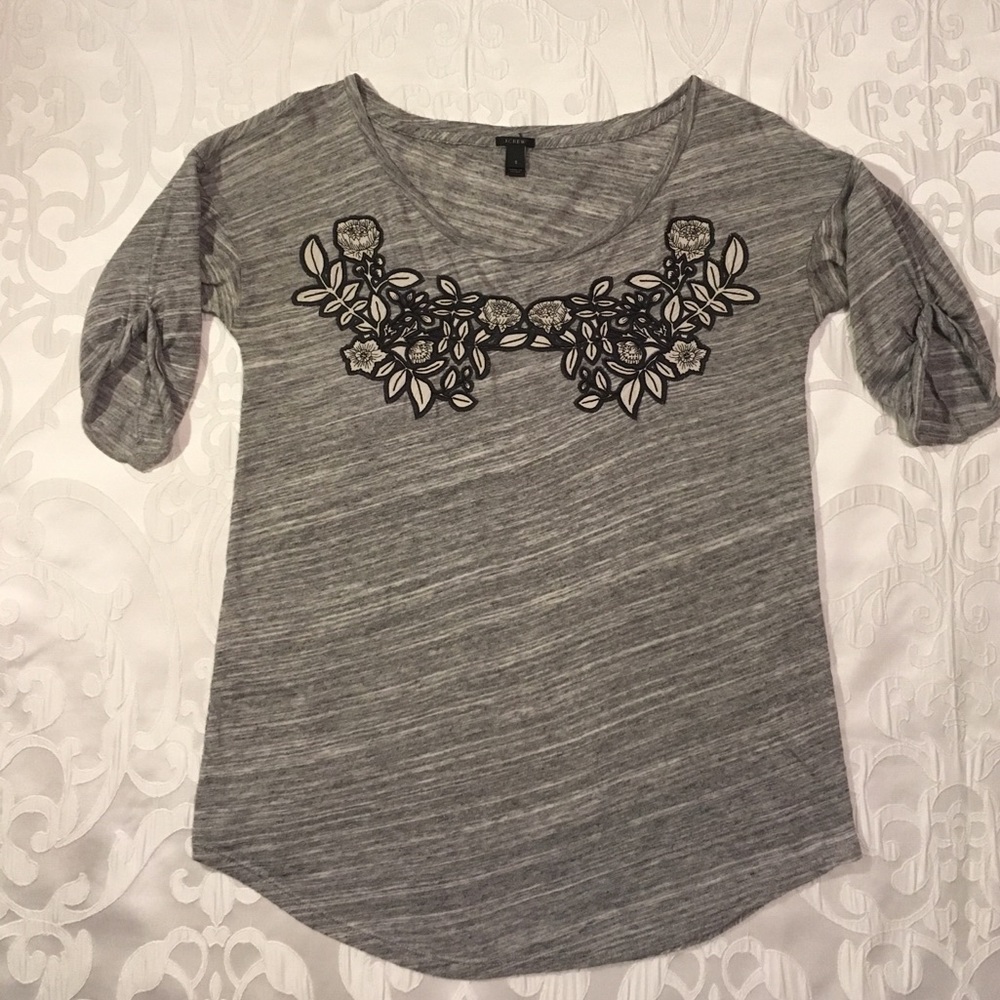 J Crew Gray/Black Top