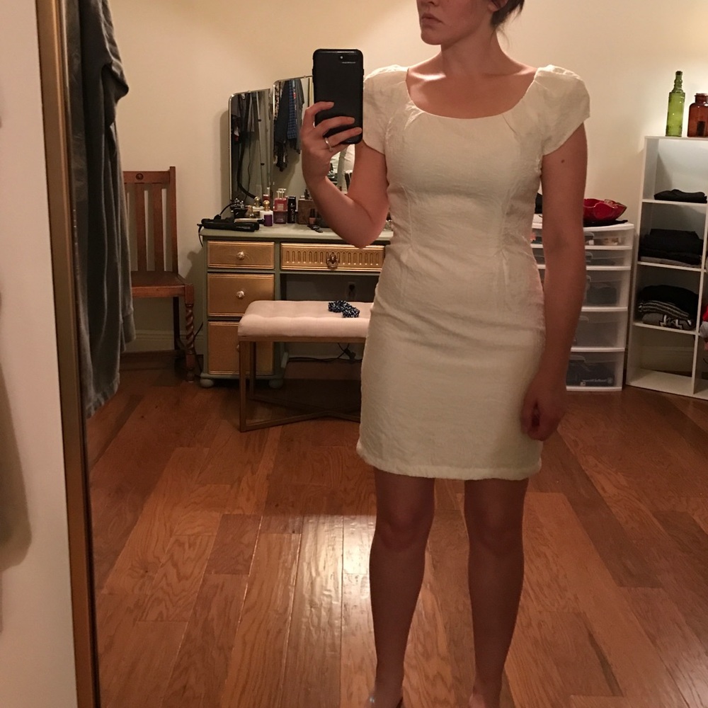 White dress with white floral imprint