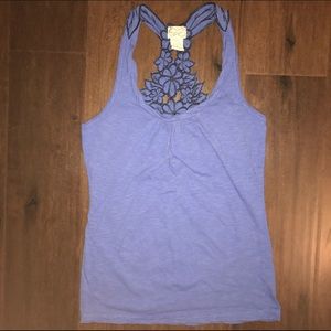 Blue tank floral back detail
