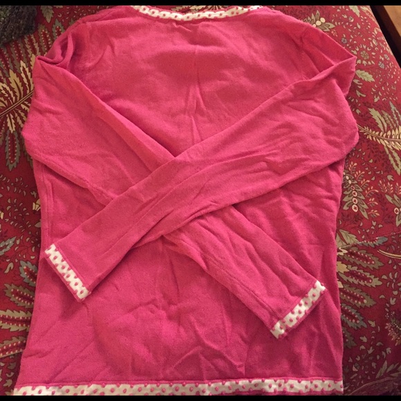 Mad men look!  Polka dotted pink white sweater set - Picture 3 of 4