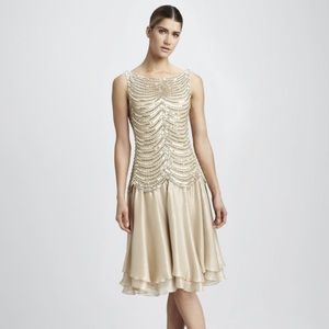 Tadashi Shoji Gold Tiered Sequin Lace dress