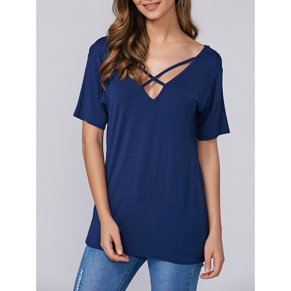 💥New!💥 Blue Criss Cross Top