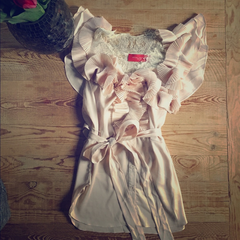 Akira Chicago Blush Colored Ruffle Top