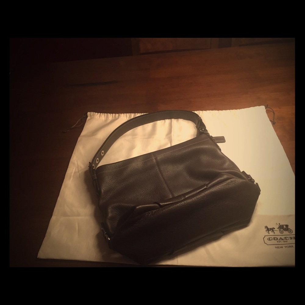 Chestnut brown leather Coach purse