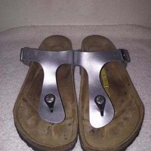 Birkenstock Silver Thong Sandals-