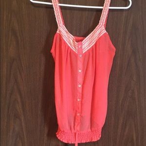 Coral tank with lace detailing