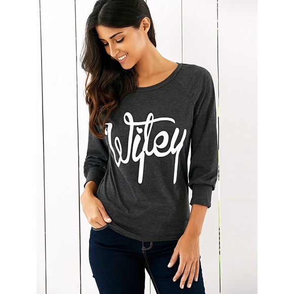 💥Weekend Sale!💥 Skew Neck "Wifey" Top - Picture 2 of 3