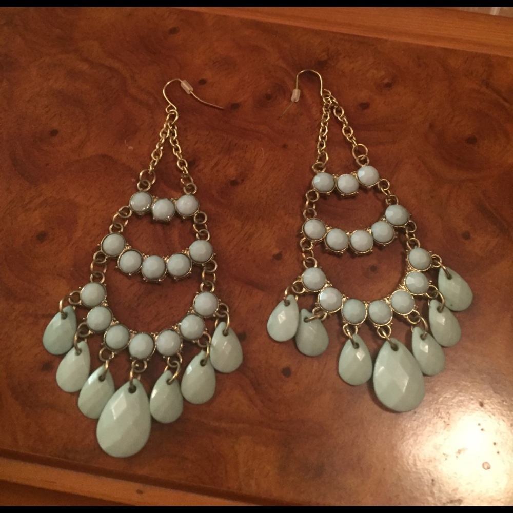 Blue & Gold Chandelier Earrings