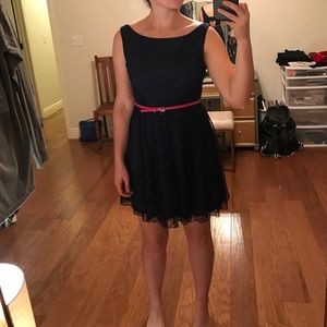 Navy blue mesh dress.