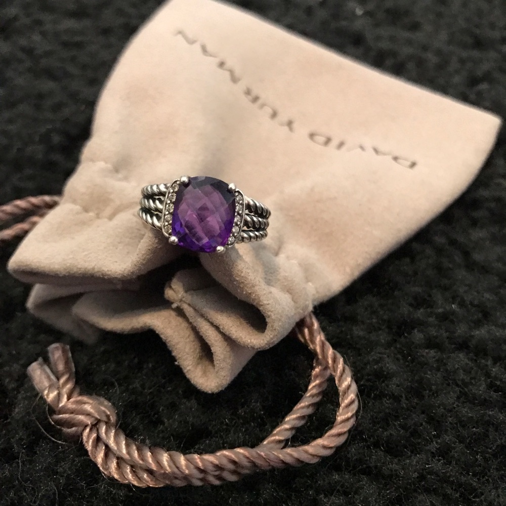David Yurman petite wheaton ring amethyst sz 6