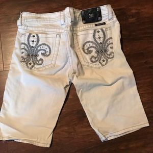 White miss me shorts