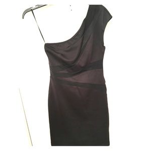 Black party dress w/ mesh cutouts