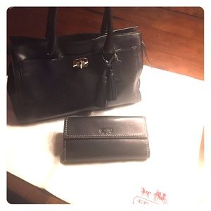 Black leather Coach purse
