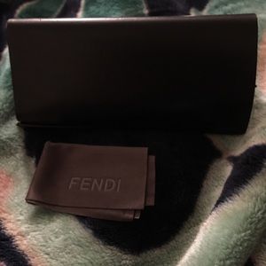 Authentic Fendi sunglasses case with cloth