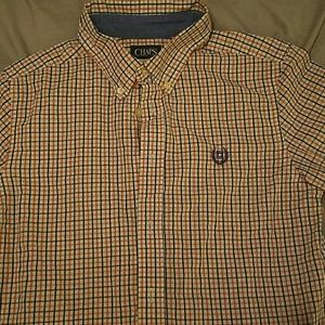 Orange and blue Chaps long sleeve button down polo