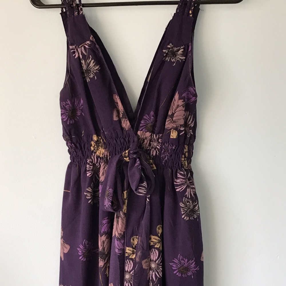 Cute Floral Purple Sheer V neck tunic
