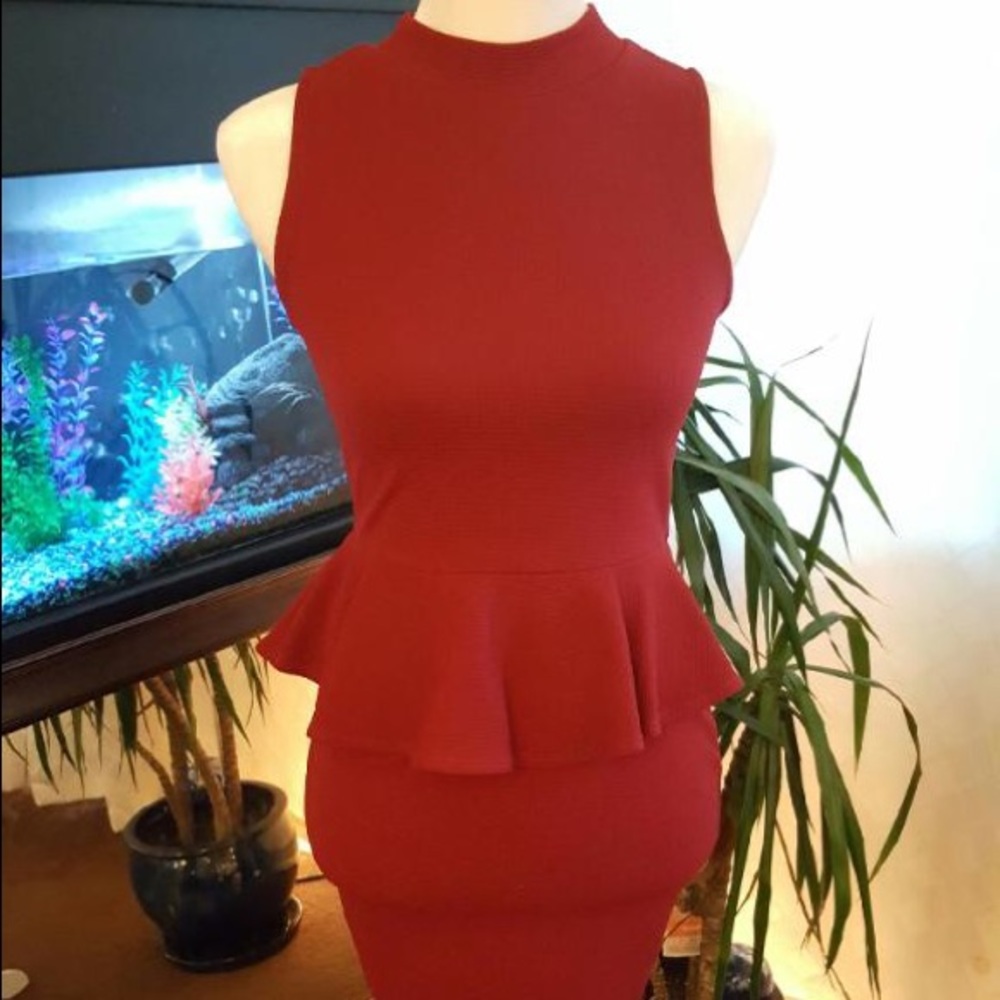 Red peplum dress