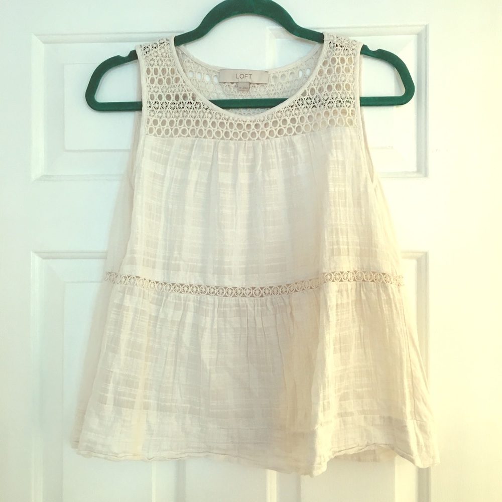 LOFT Eyelet Trim Sleeveless Top