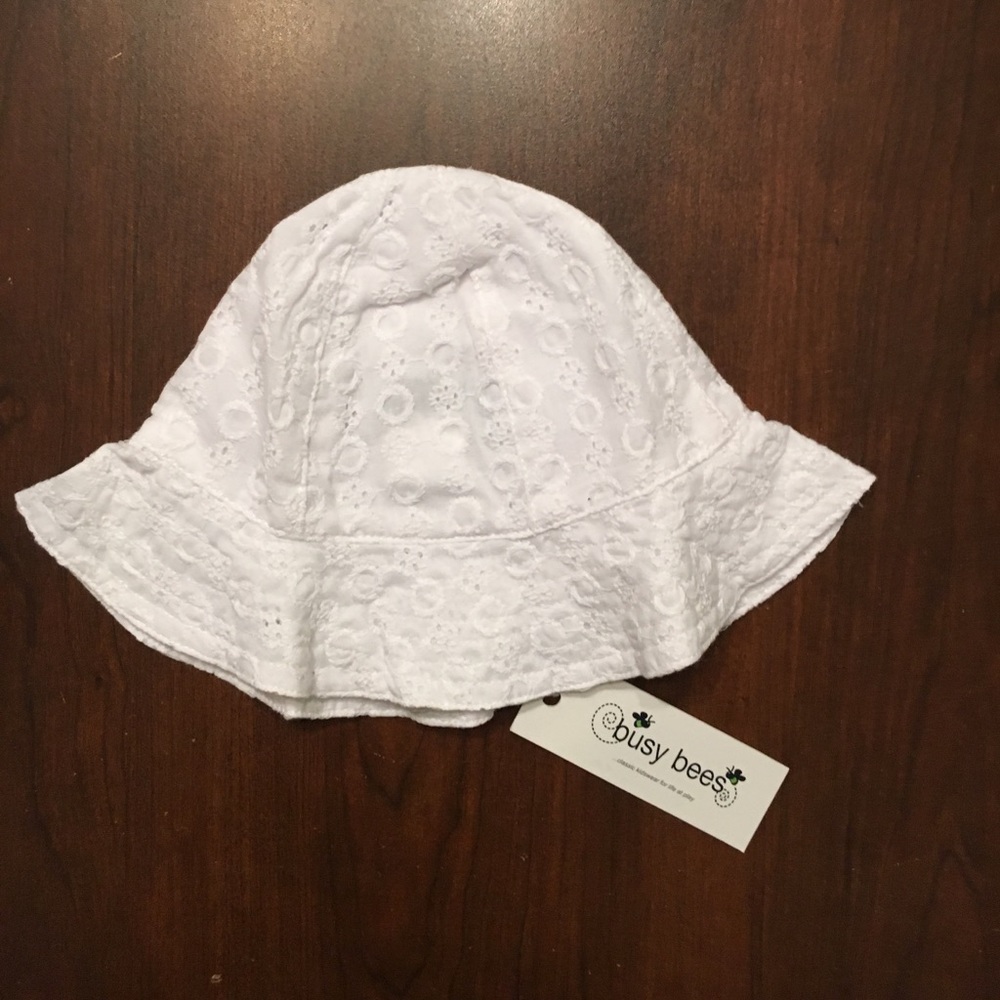 New girls busy bees sun hat / white