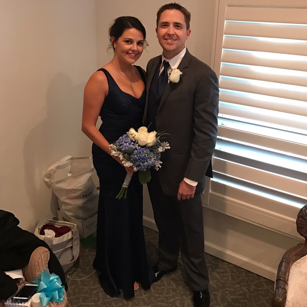 Royal Blue, Satin, long dress. Size 6