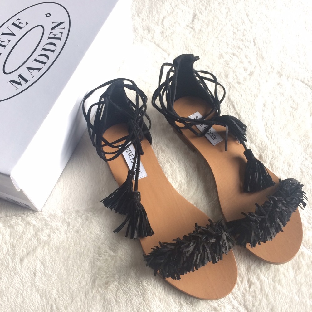 Steve Madden Alaine Fringe Wrap Sandals - Picture 2 of 3