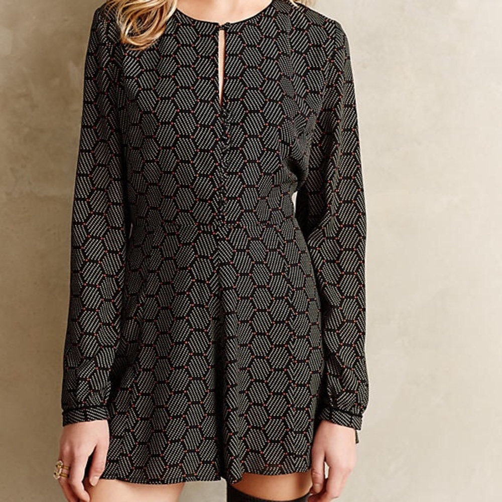 Anthropologie Harlyn Honeycomb Black Romper