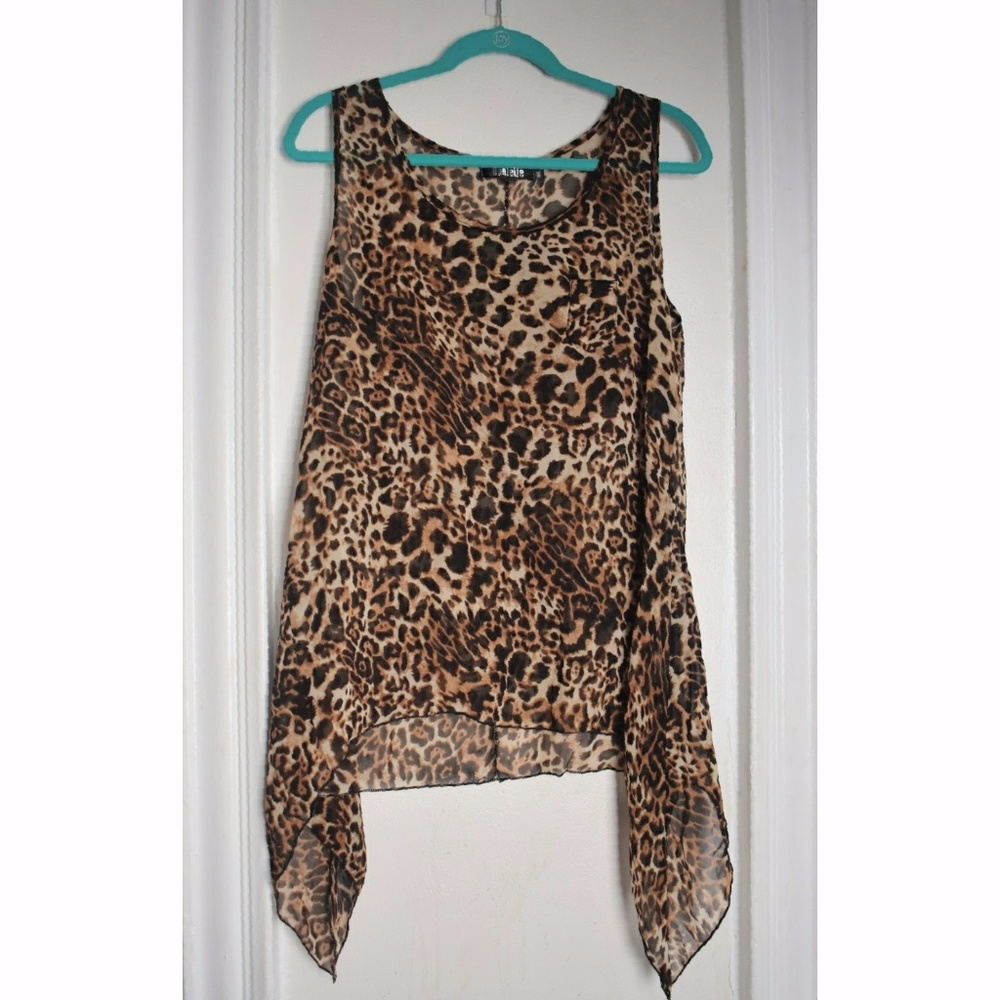 SALE! Sheer Cheetah Print Handkerchief Top (NWOT)