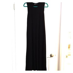 Black Jersey Knit Maxi Dress with Pockets