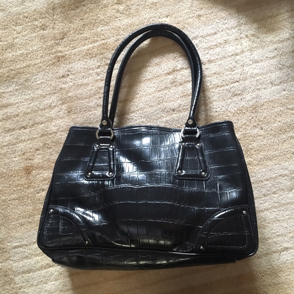 Croc embossed satchel