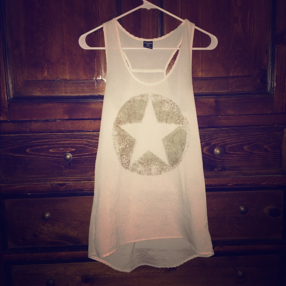 White stared sleeveless top!