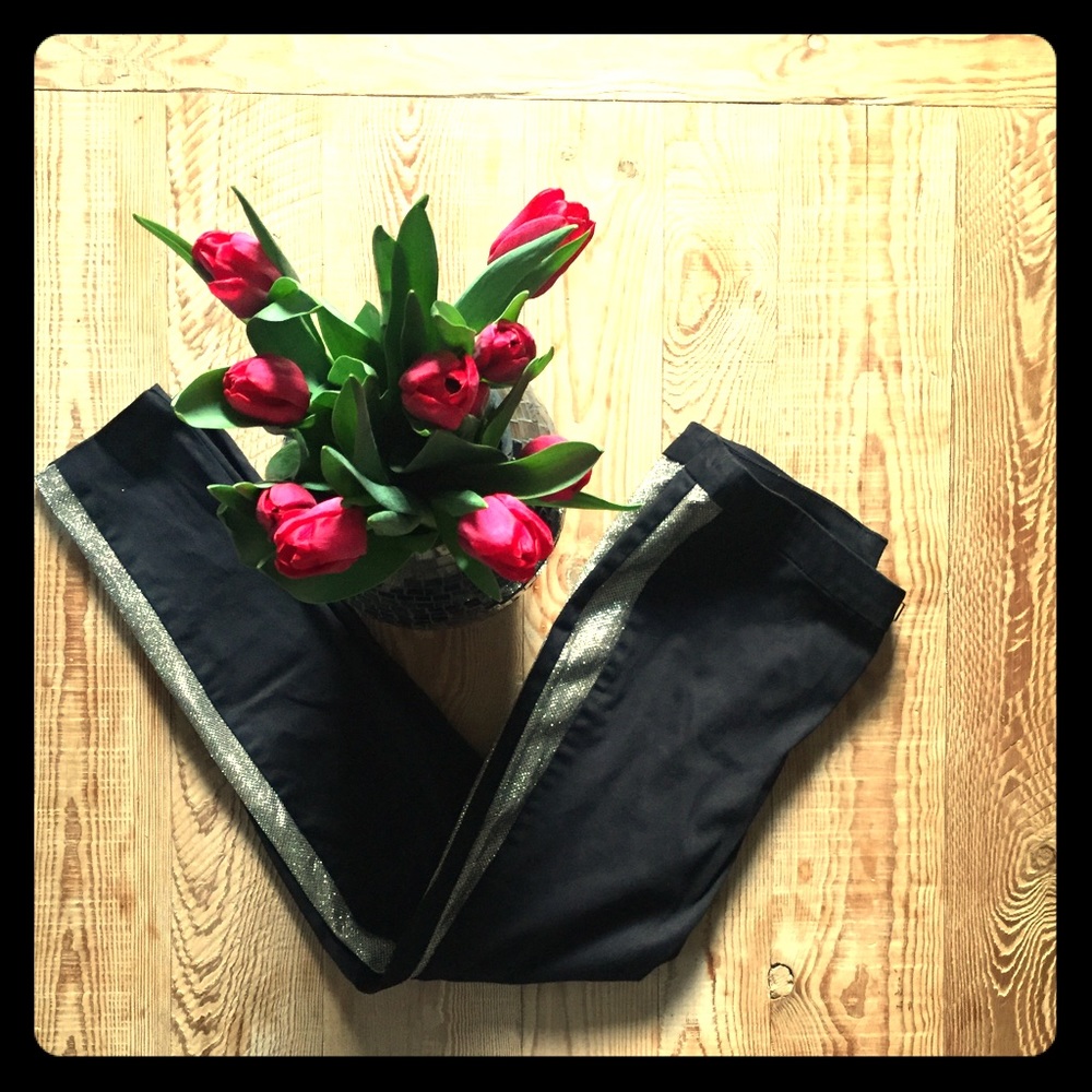 Gold striped ankle pants