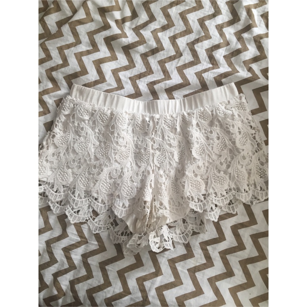 White Crochet shorts