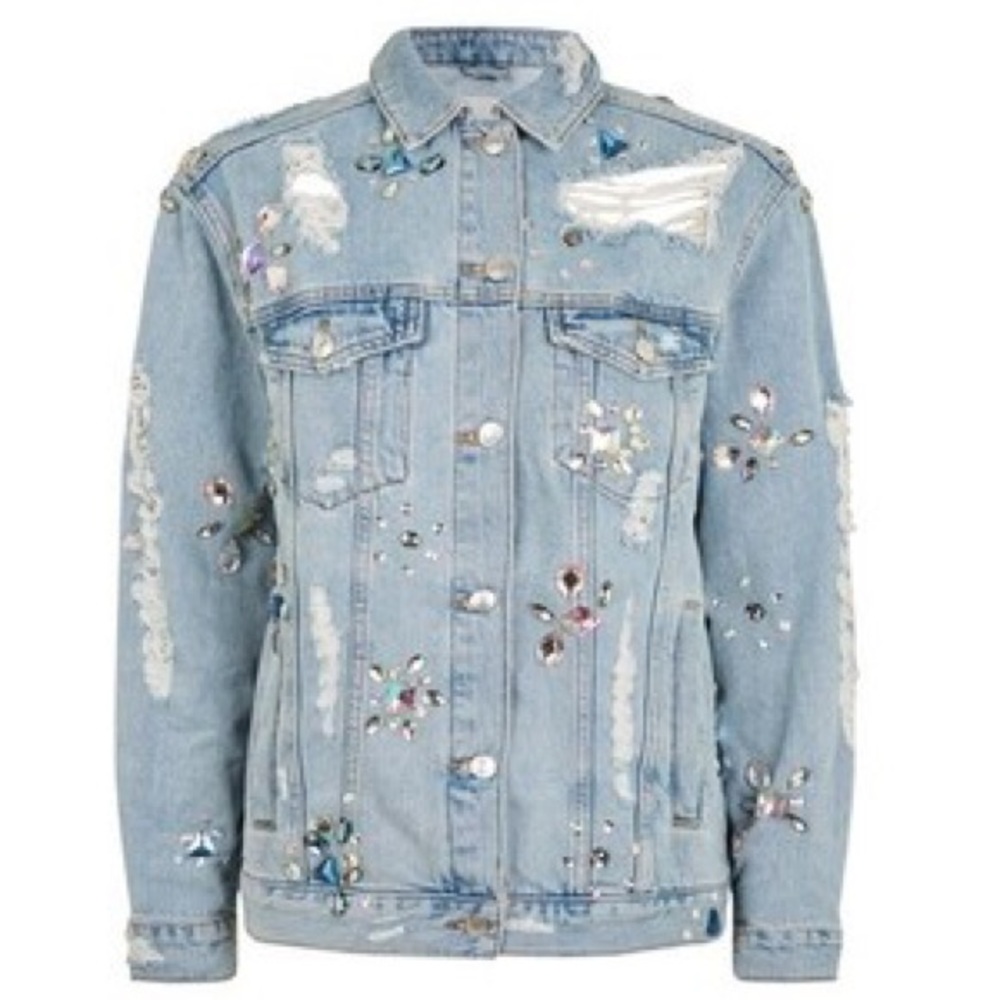 ISO Moto crystal embellished denim jacket