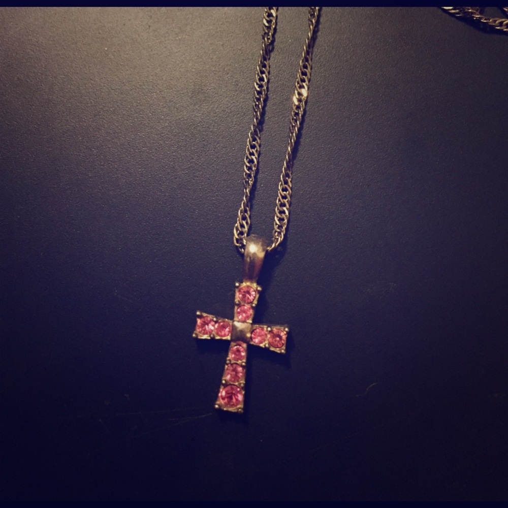 Pretty pink cross necklace