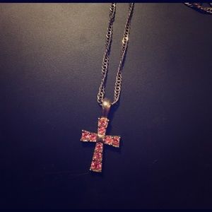 Pretty pink cross necklace