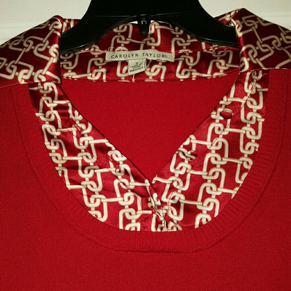 Red Sweater with satin colar size Small - Picture 2 of 4