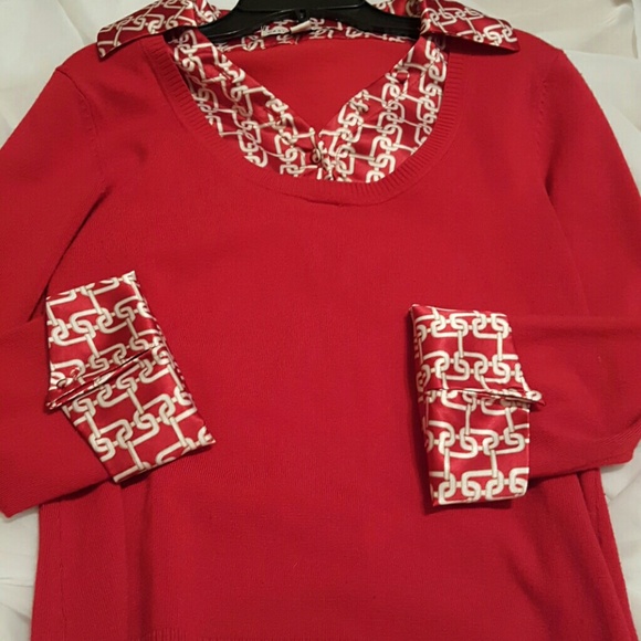Red Sweater with satin colar size Small - Picture 4 of 4
