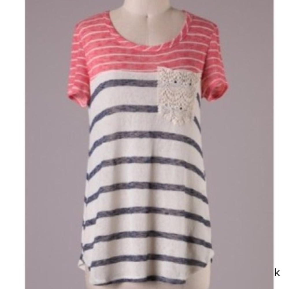 SALE TODAY Coral Color Block Knit Top