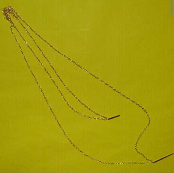 Minimalist Vertical Double Bar Gold Necklace NWT - Picture 2 of 2