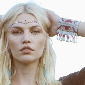 Free people outlaw seed bead frindge cuff bracelet