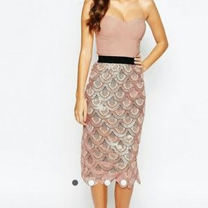 Rare London 2 in 1 Sequin Midi Dress