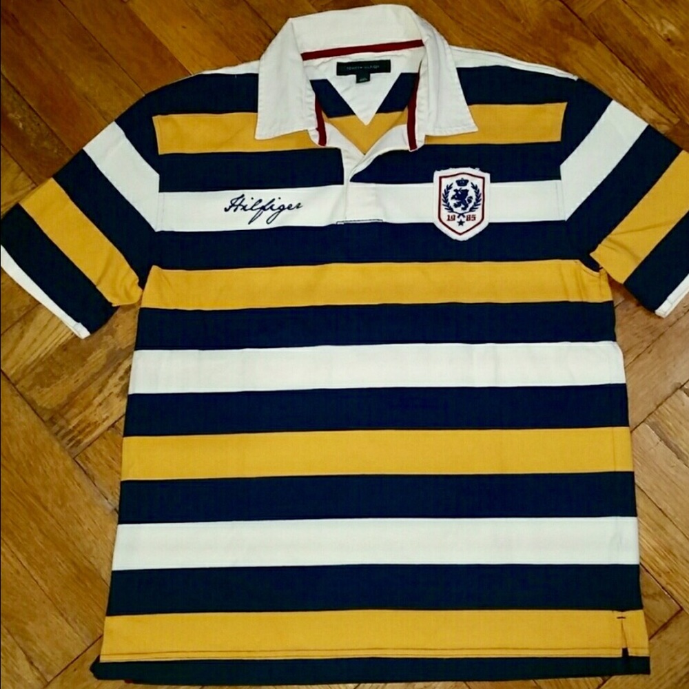 Men's Tommy Hilfiger striped yellow polo T-SHIRT