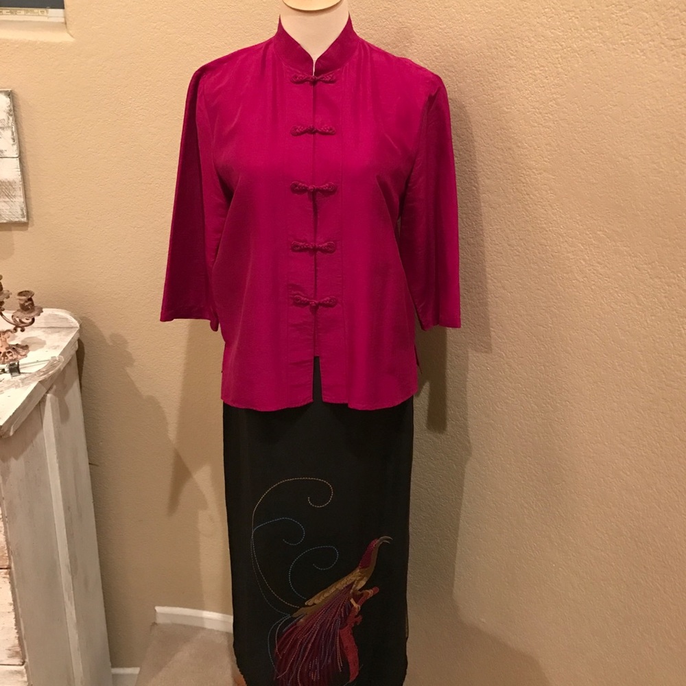CLIO 100% Silk Blouse & Skirt Set